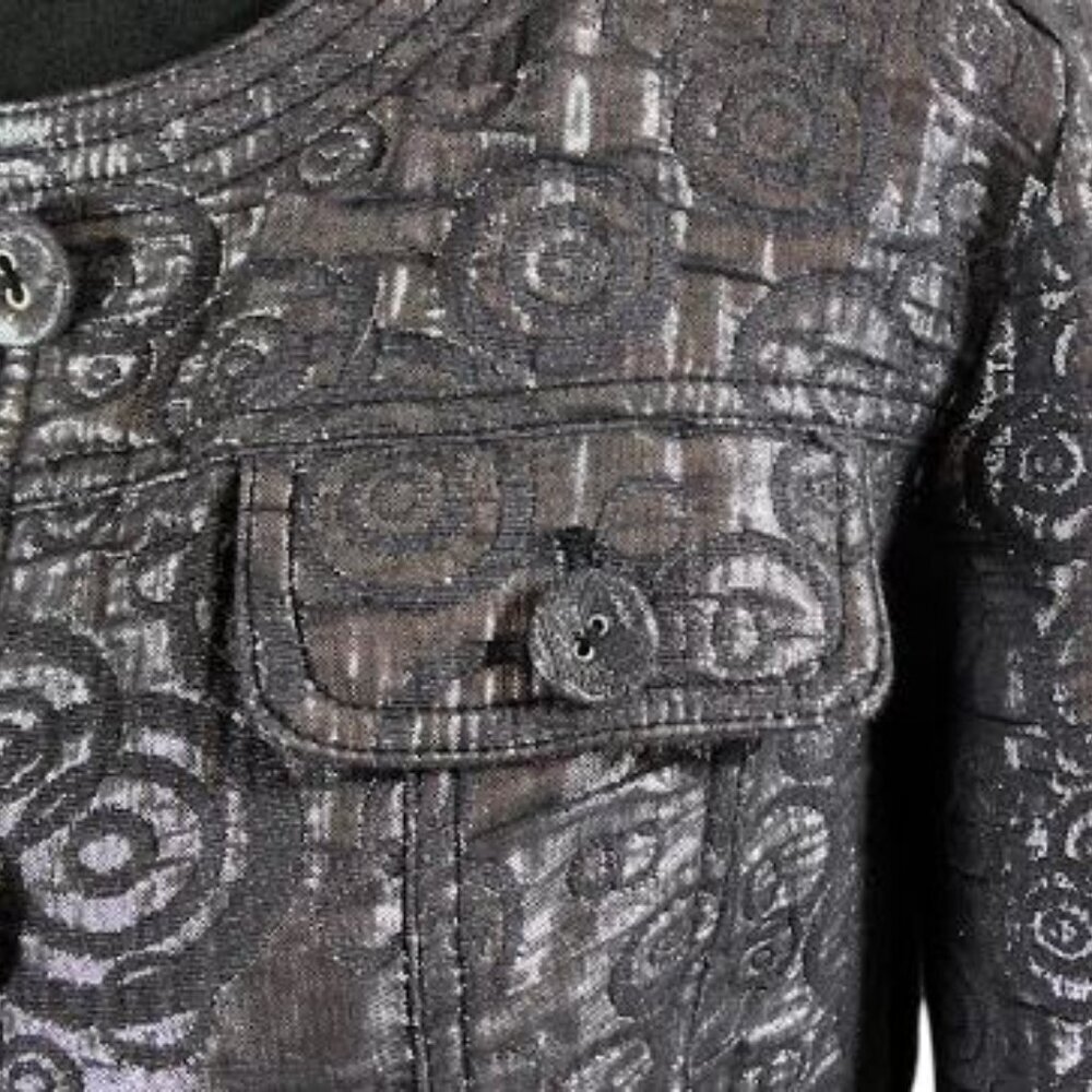 Ruby Rd Geometric Patterned Jacket in Gunmetal Grey Size 10 EUC - Picture 6 of 10
